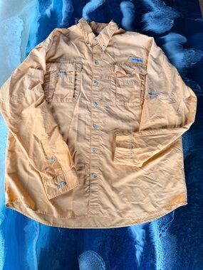 LOWEST! BUY NWOT Columbia PFG  Sz XL Long Sleeve Button Shirt Color Orange